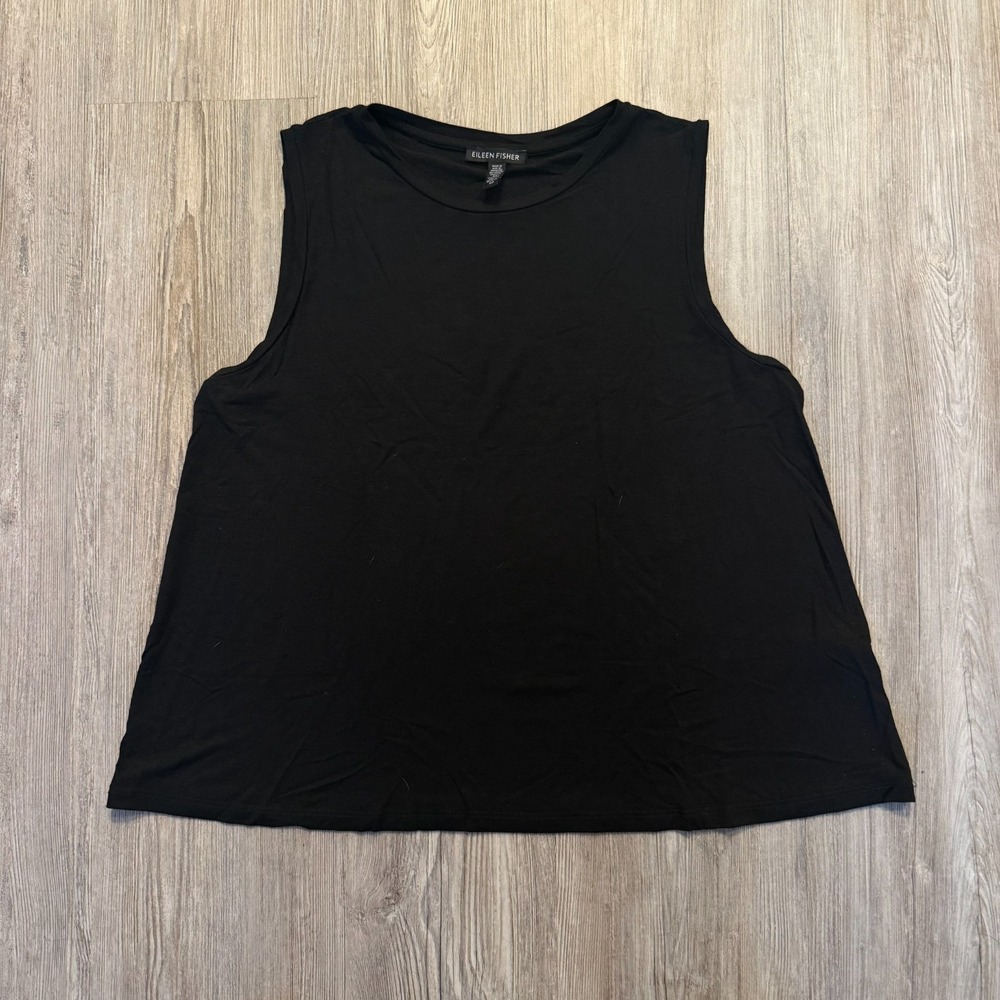 Eileen Fisher Womens Small Stretch Sleeveless Flowy Tank Top Black